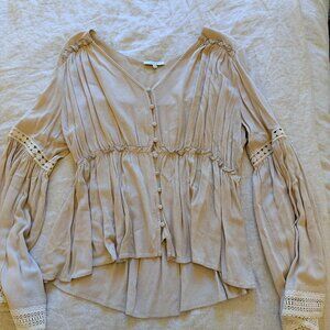 Wide Sleeve Button Blouse